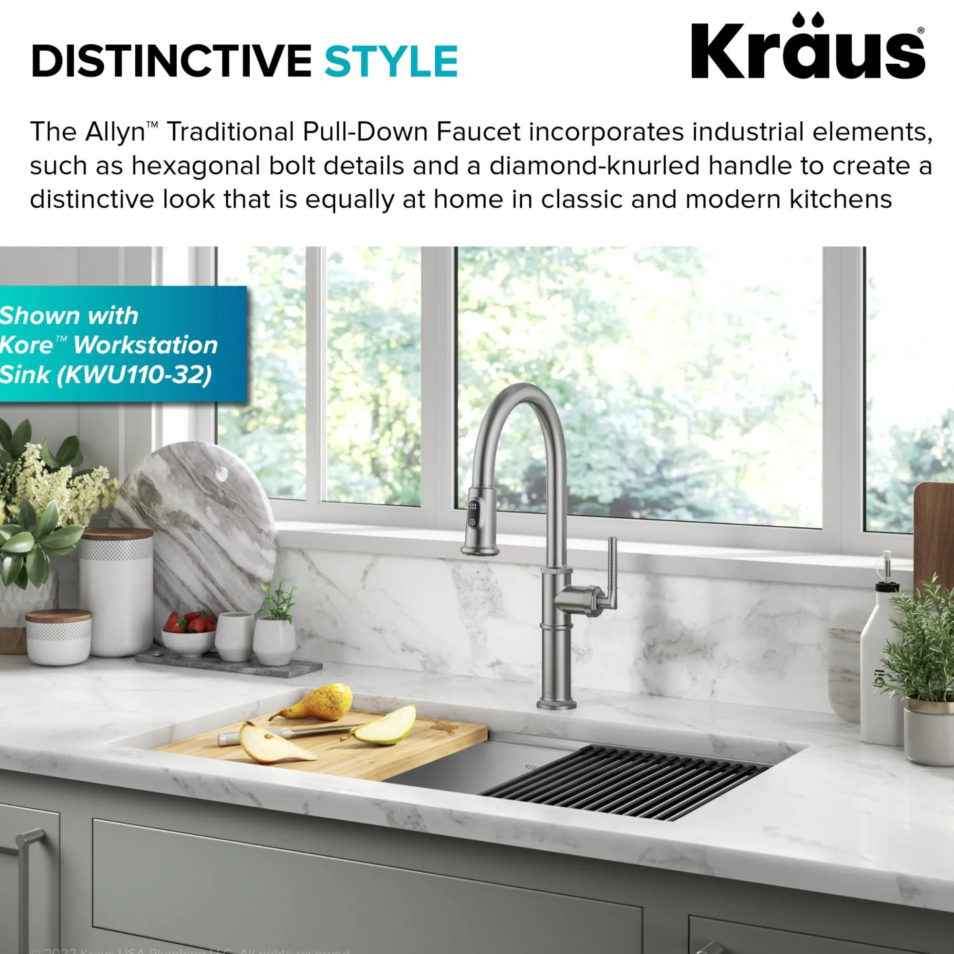 Traditional Industrial Pull-Down Single Handle Kitchen Faucet in Spot-Free Stainless Steel