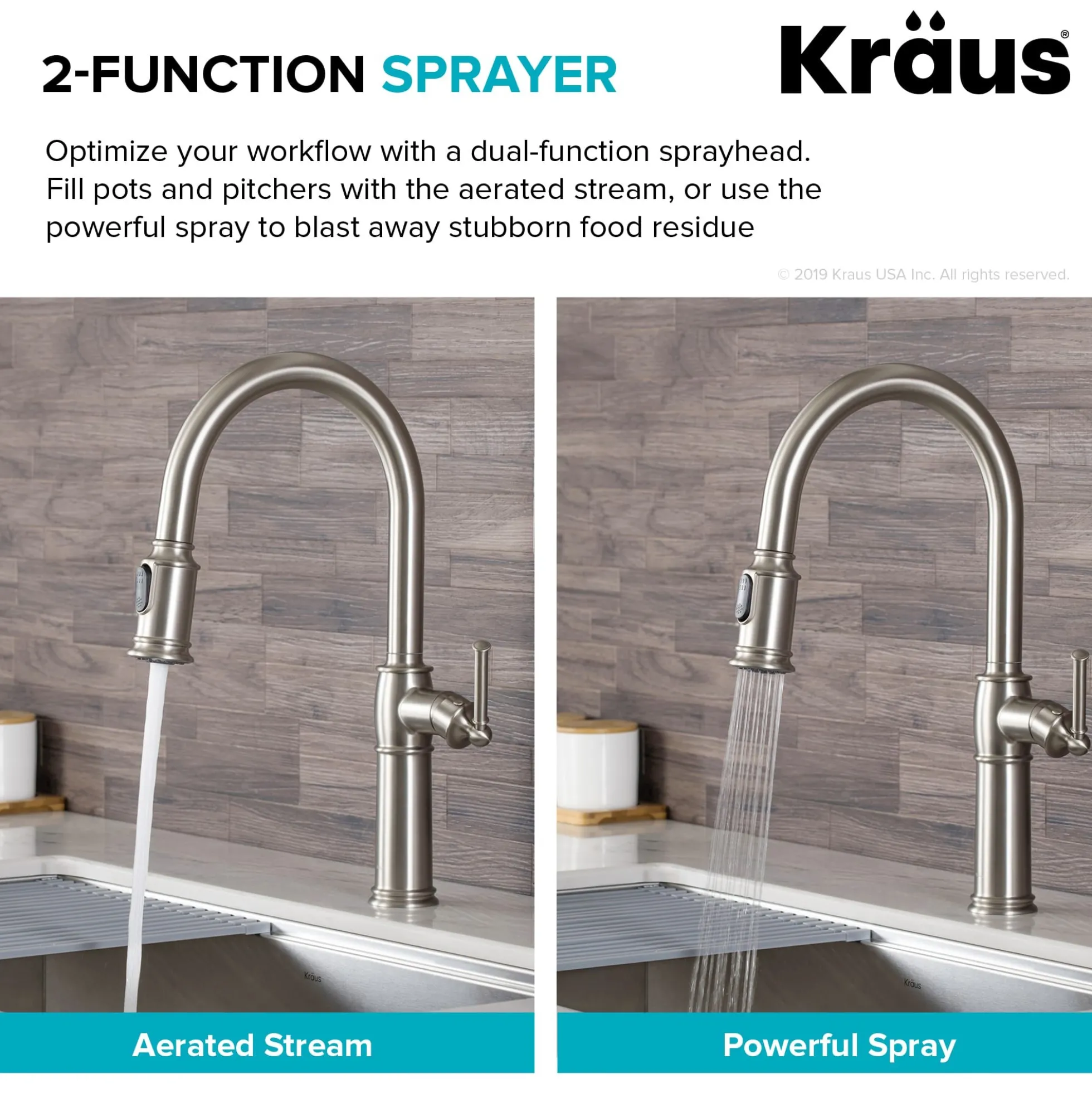 Traditional Single Handle Pull-Down Kitchen Faucet in Spot Free Stainless Steel