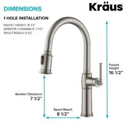 Traditional Single Handle Pull-Down Kitchen Faucet in Spot Free Stainless Steel