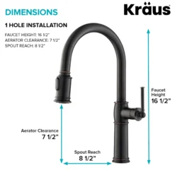 Traditional Single Handle Pull-Down Kitchen Faucet in Oil Rubbed Bronze