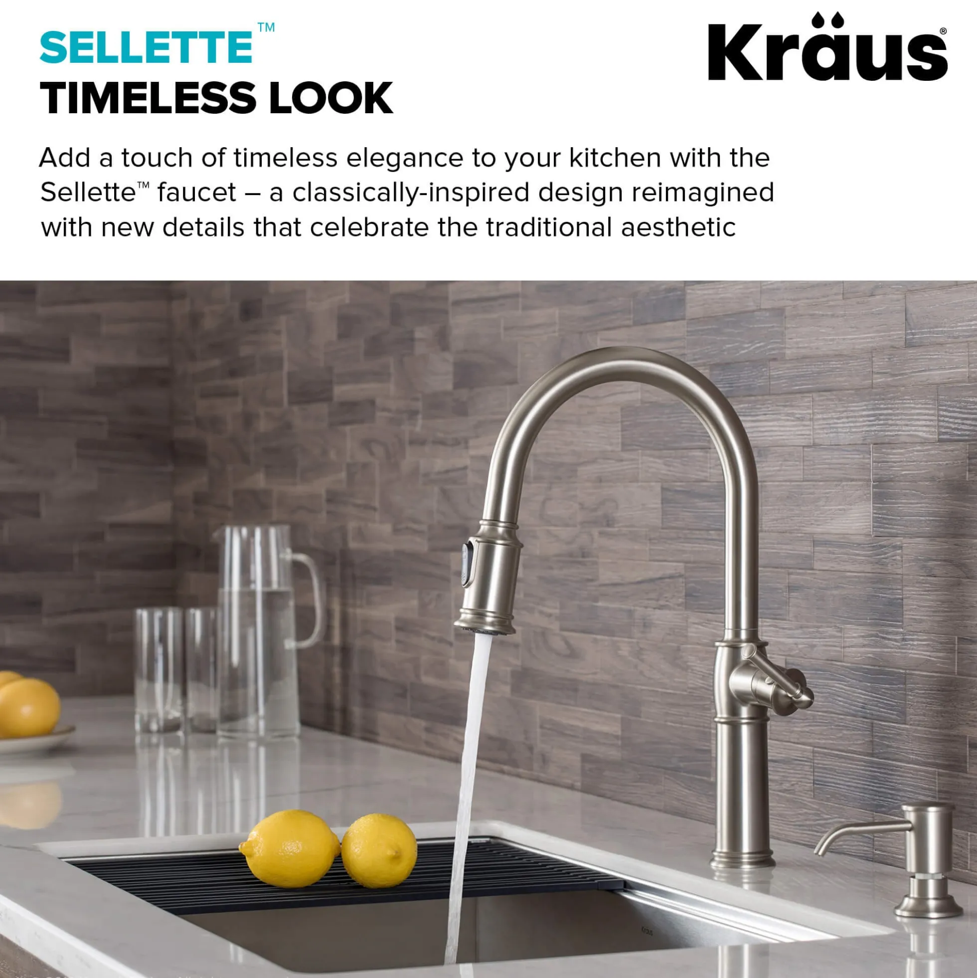 Traditional Single Handle Pull-Down Kitchen Faucet with Soap Dispenser and Deck Plate in Spot Free Stainless Steel