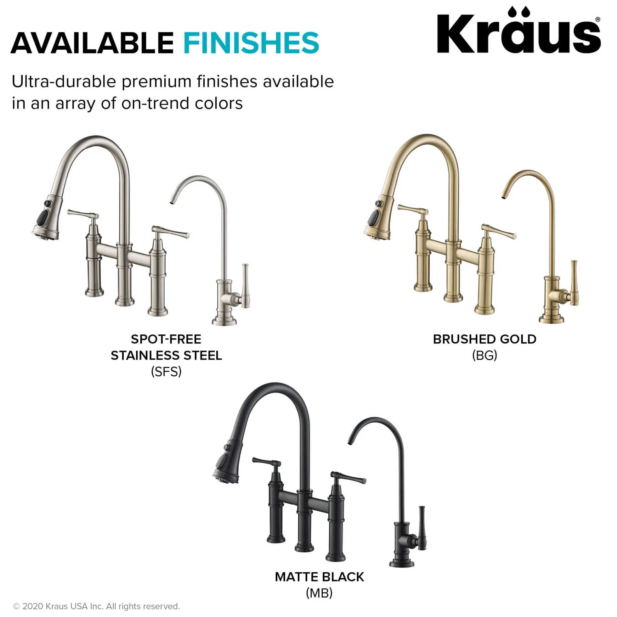 Transitional Bridge Kitchen Faucet and Water Filter Faucet Combo in Matte Black