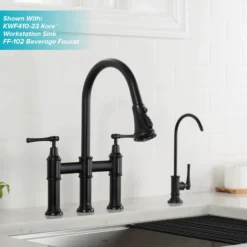 Transitional Bridge Kitchen Faucet with Pull-Down Sprayhead in Matte Black