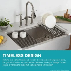 Transitional Bridge Kitchen Faucet with Pull-Down Sprayhead in Spot Free Stainless Steel