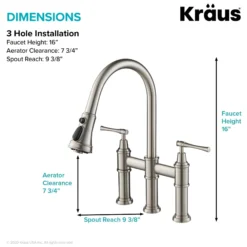 Transitional Bridge Kitchen Faucet with Pull-Down Sprayhead in Spot Free Stainless Steel