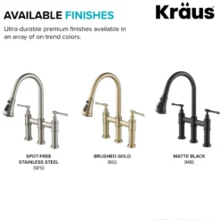 Transitional Bridge Kitchen Faucet with Pull-Down Sprayhead in Spot Free Stainless Steel