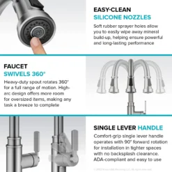 Transitional Industrial Pull-Down Single Handle Kitchen Faucet in Chrome