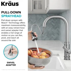 Transitional Industrial Pull-Down Single Handle Kitchen Faucet in Chrome
