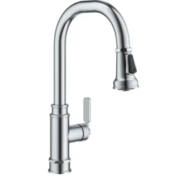 Transitional Industrial Pull-Down Single Handle Kitchen Faucet in Chrome