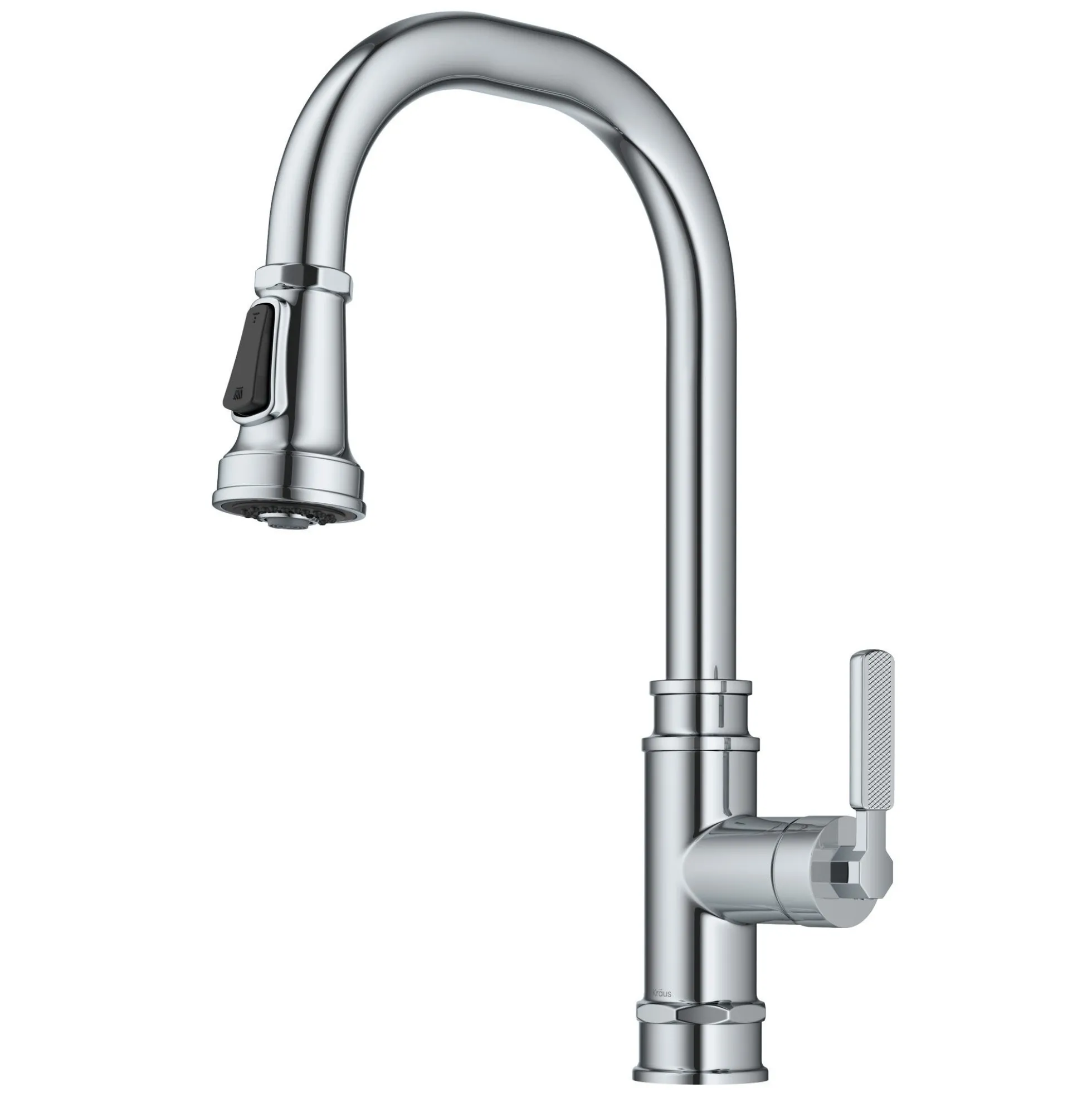 Transitional Industrial Pull-Down Single Handle Kitchen Faucet in Chrome
