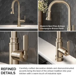 Transitional Industrial Pull-Down Single Handle Kitchen Faucet in Matte Black