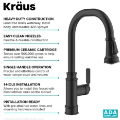 Transitional Industrial Pull-Down Single Handle Kitchen Faucet in Matte Black