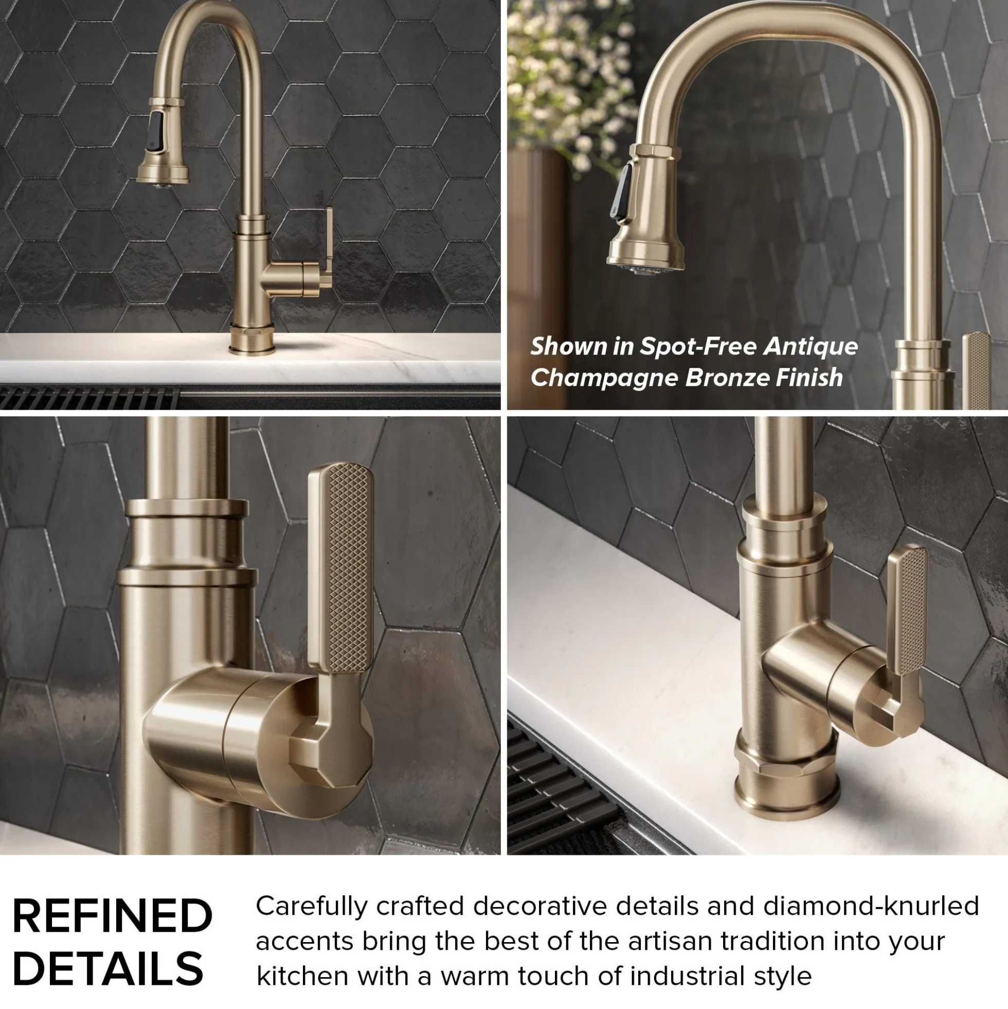 Transitional Industrial Pull-Down Single Handle Kitchen Faucet in Spot-Free Stainless Steel