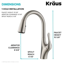 Transitional Single Handle Pull-Down Kitchen Faucet in Spot Free Stainless Steel