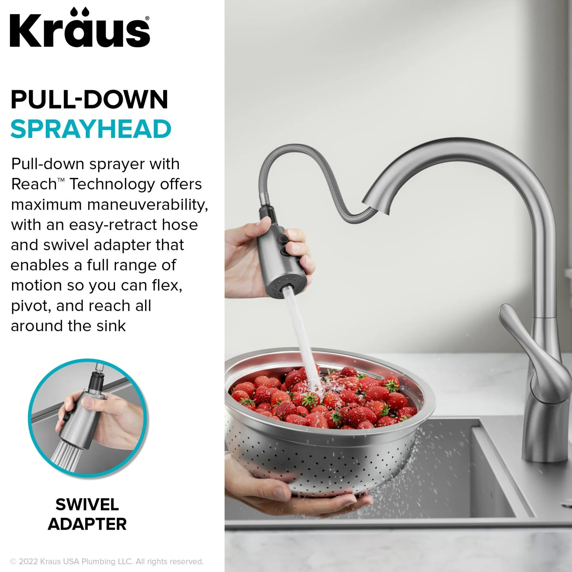 Transitional Single Handle Pull-Down Kitchen Faucet in Matte Black