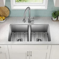 33” Undermount Double Bowl 18-Gauge Stainless Steel Kitchen Sink