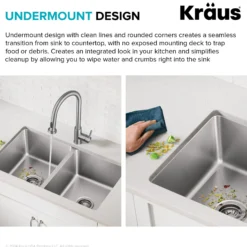 33” Undermount Double Bowl 18-Gauge Stainless Steel Kitchen Sink