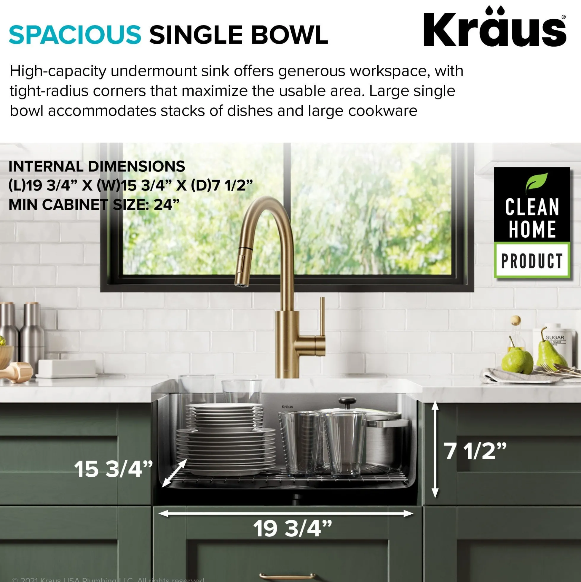 21" Undermount 16 Gauge Stainless Steel Single Bowl Kitchen Sink