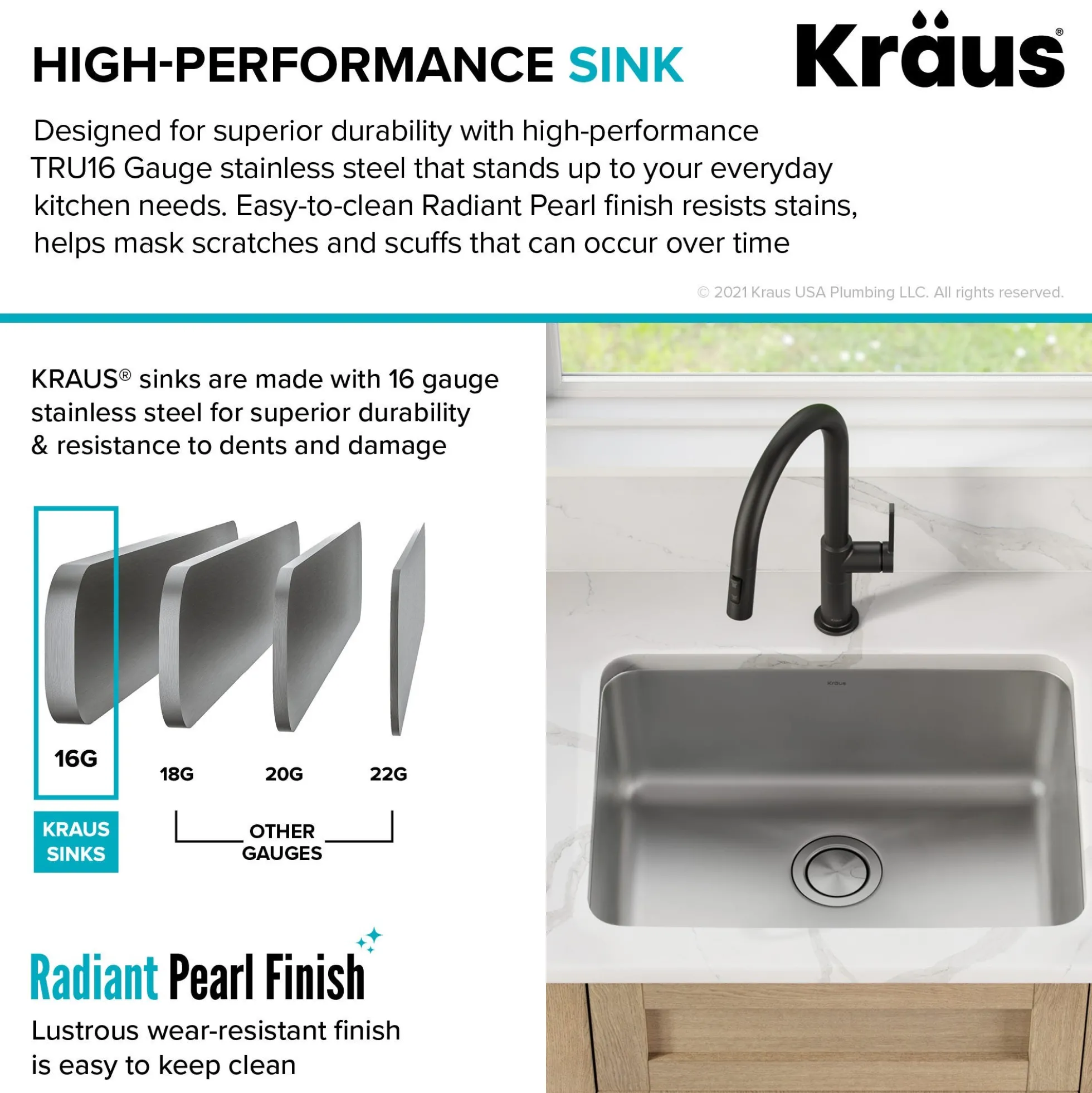 25" Undermount 16 Gauge Stainless Steel Single Bowl Kitchen Sink