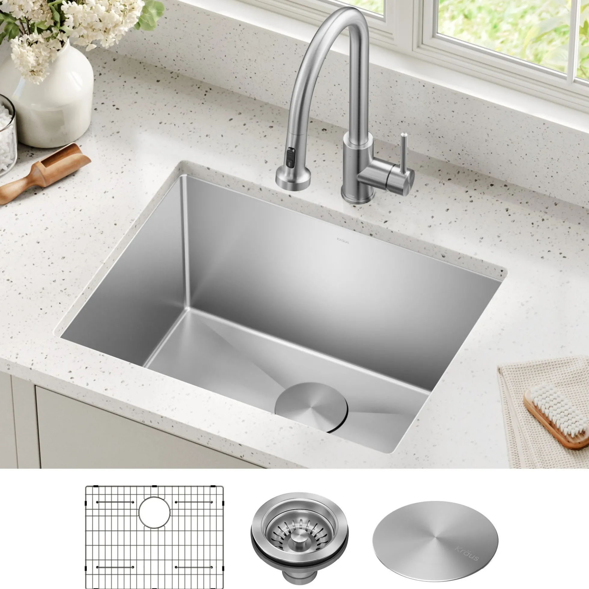 24" Undermount 16 Gauge Stainless Steel Single Bowl Laundry Utility Sink