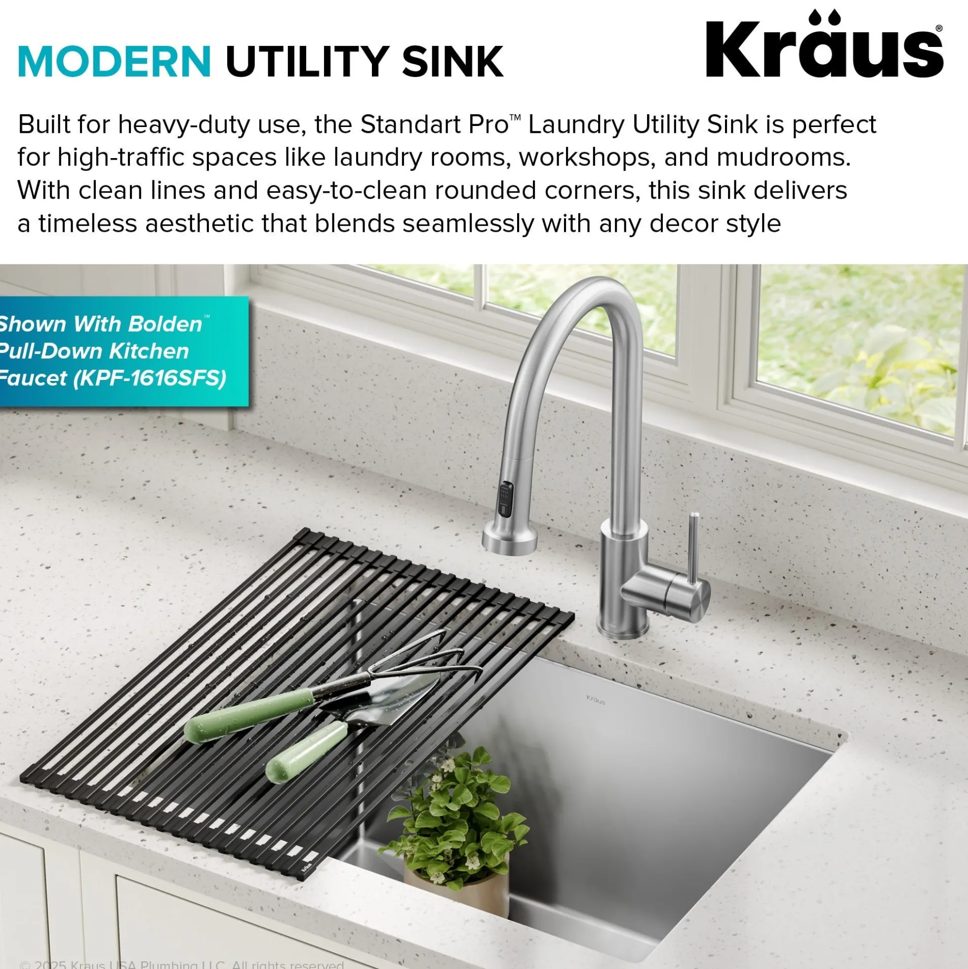 24" Undermount 16 Gauge Stainless Steel Single Bowl Laundry Utility Sink