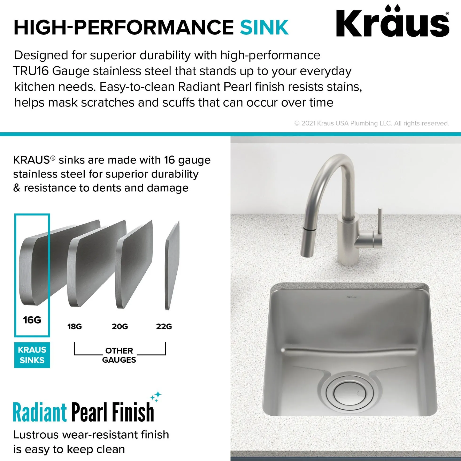17" Undermount 16 Gauge Stainless Steel Single Bowl Kitchen Bar Sink with DrainAssure Waterway