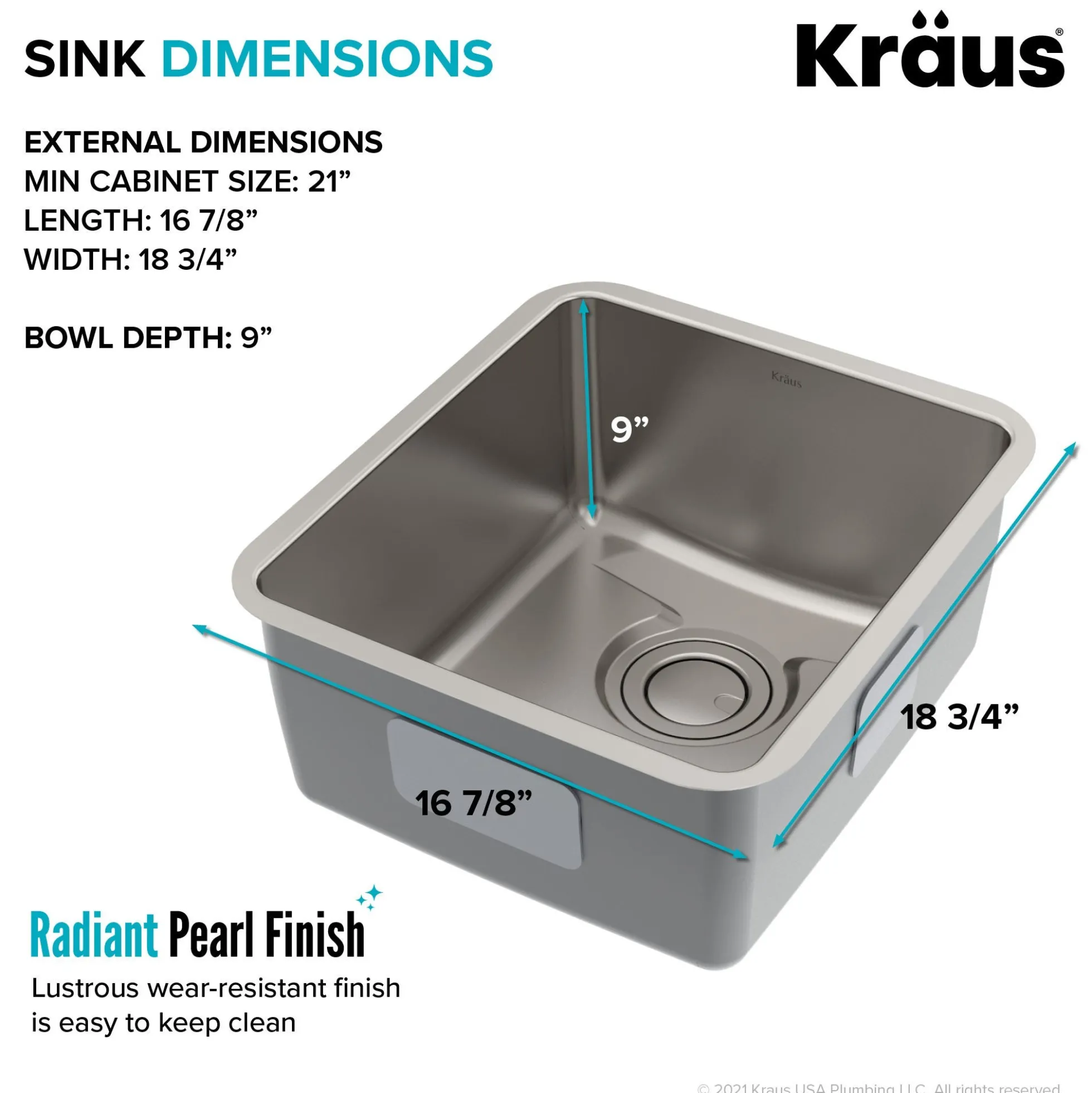 17" Undermount 16 Gauge Stainless Steel Single Bowl Kitchen Bar Sink with DrainAssure Waterway