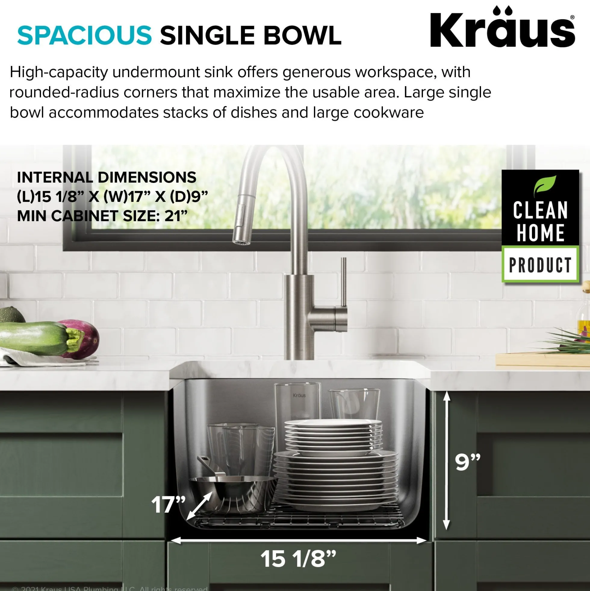 17" Undermount 16 Gauge Stainless Steel Single Bowl Kitchen Sink