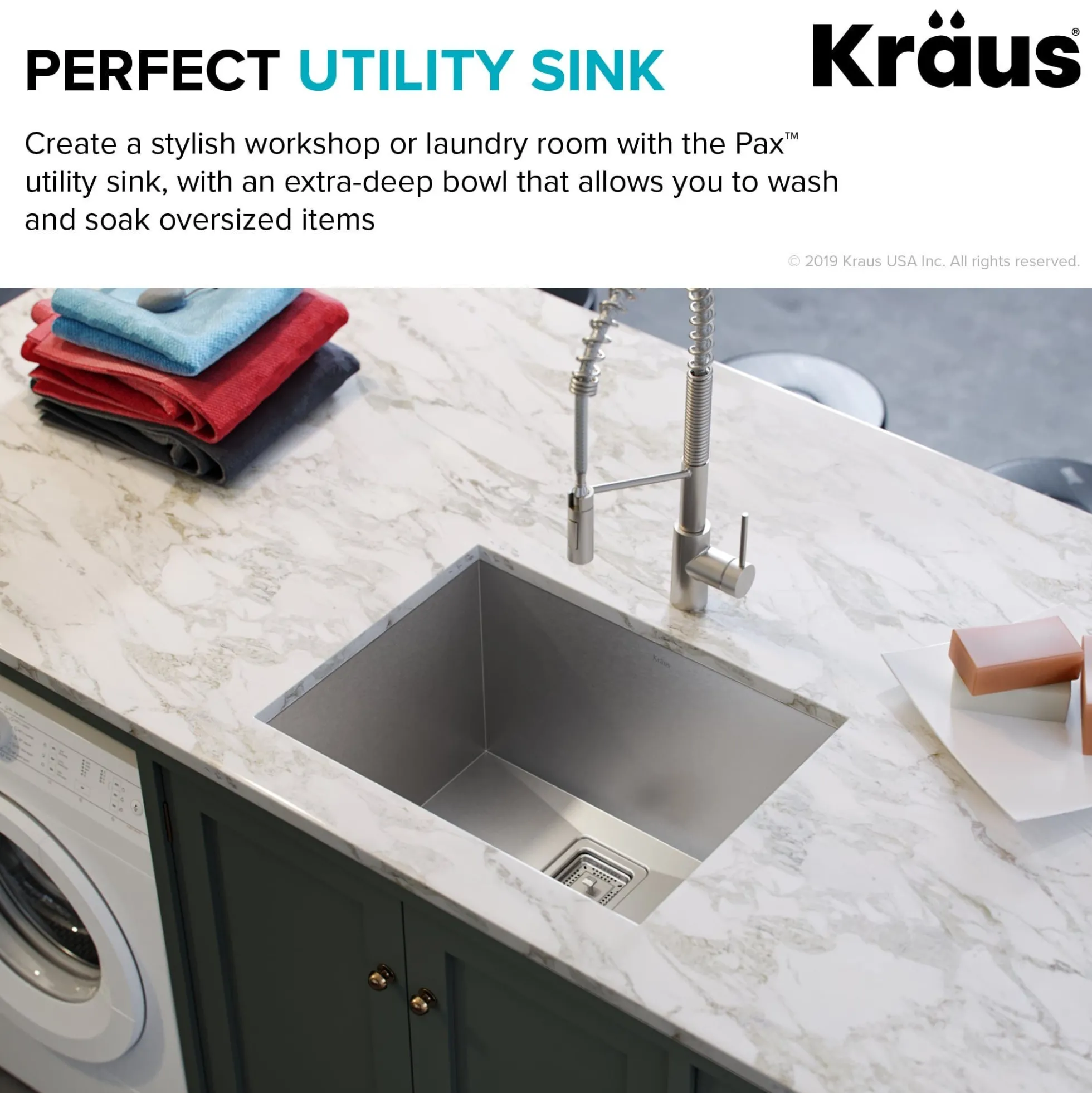 24" Undermount 18 Gauge Stainless Steel Single Bowl Laundry/Utility Sink