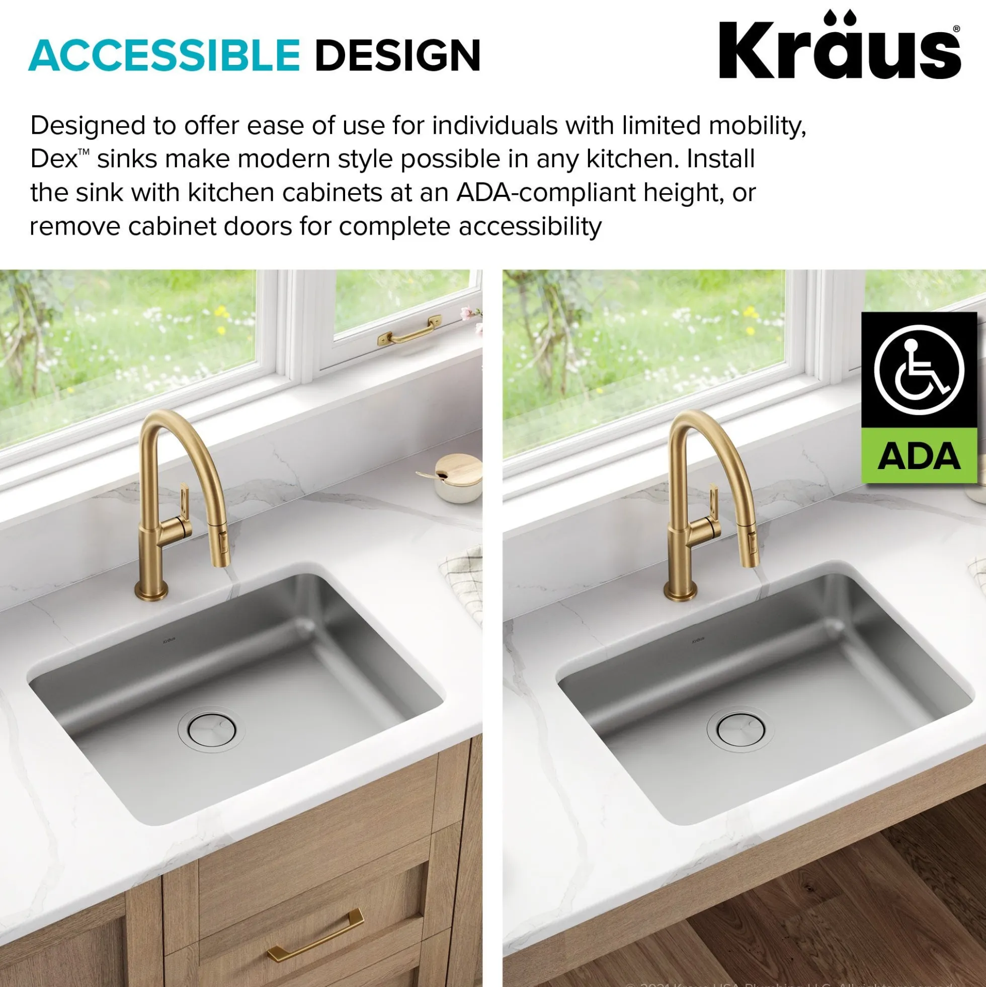 25" Undermount 16 Gauge Stainless Steel Single Bowl ADA Kitchen Sink