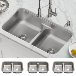 32” Undermount 18 Gauge Stainless Steel 50/50 Double Bowl Kitchen Sink (Builder Pack of 3)