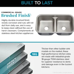 32” Undermount 18 Gauge Stainless Steel 50/50 Double Bowl Kitchen Sink (Builder Pack of 3)