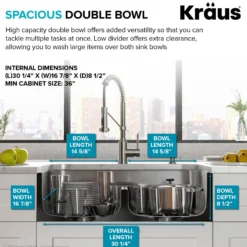 32” Undermount 18 Gauge Stainless Steel 50/50 Double Bowl Kitchen Sink (Builder Pack of 3)
