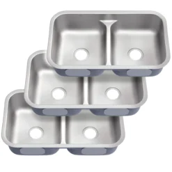 32” Undermount 18 Gauge Stainless Steel 50/50 Double Bowl Kitchen Sink (Builder Pack of 3)