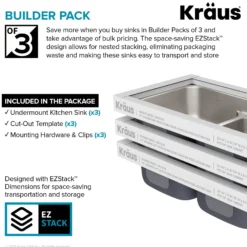 32” Undermount 18 Gauge Stainless Steel 50/50 Double Bowl Kitchen Sink (Builder Pack of 3)