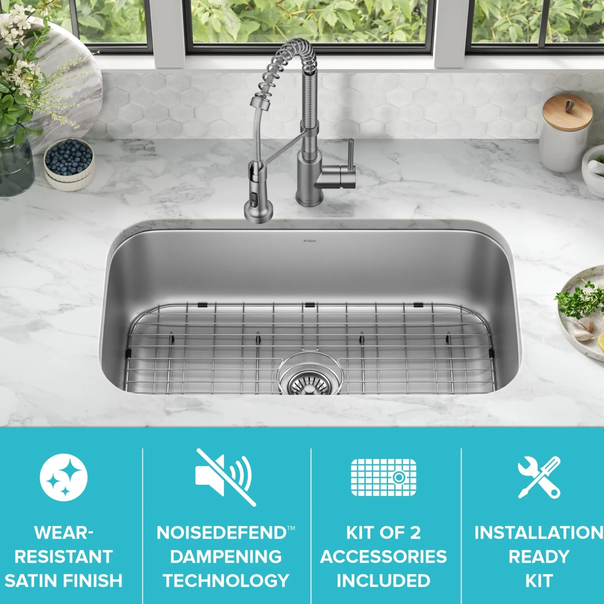 32” Undermount 18 Gauge Stainless Steel Single Bowl Kitchen Sink