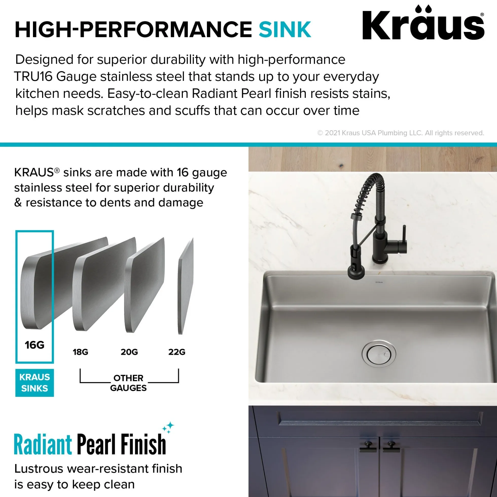 32" Undermount 16 Gauge Stainless Steel Single Bowl Kitchen Sink