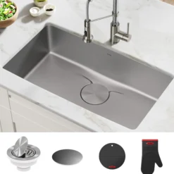 33" Undermount 16 Gauge Stainless Steel Single Bowl Kitchen Sink with DrainAssure Waterway
