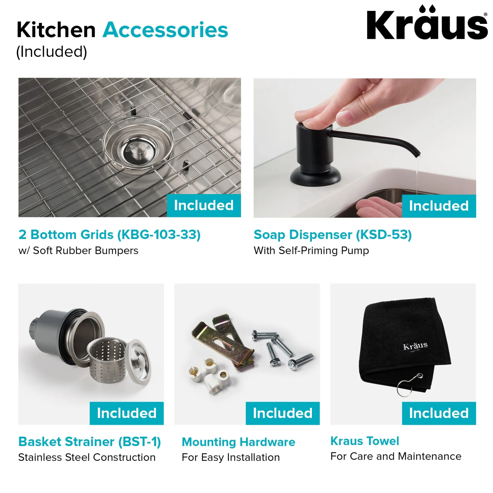 33" Undermount Kitchen Sink w/ Bolden Commercial Pull-Down Faucet and Soap Dispenser in Stainless Steel/Matte Black