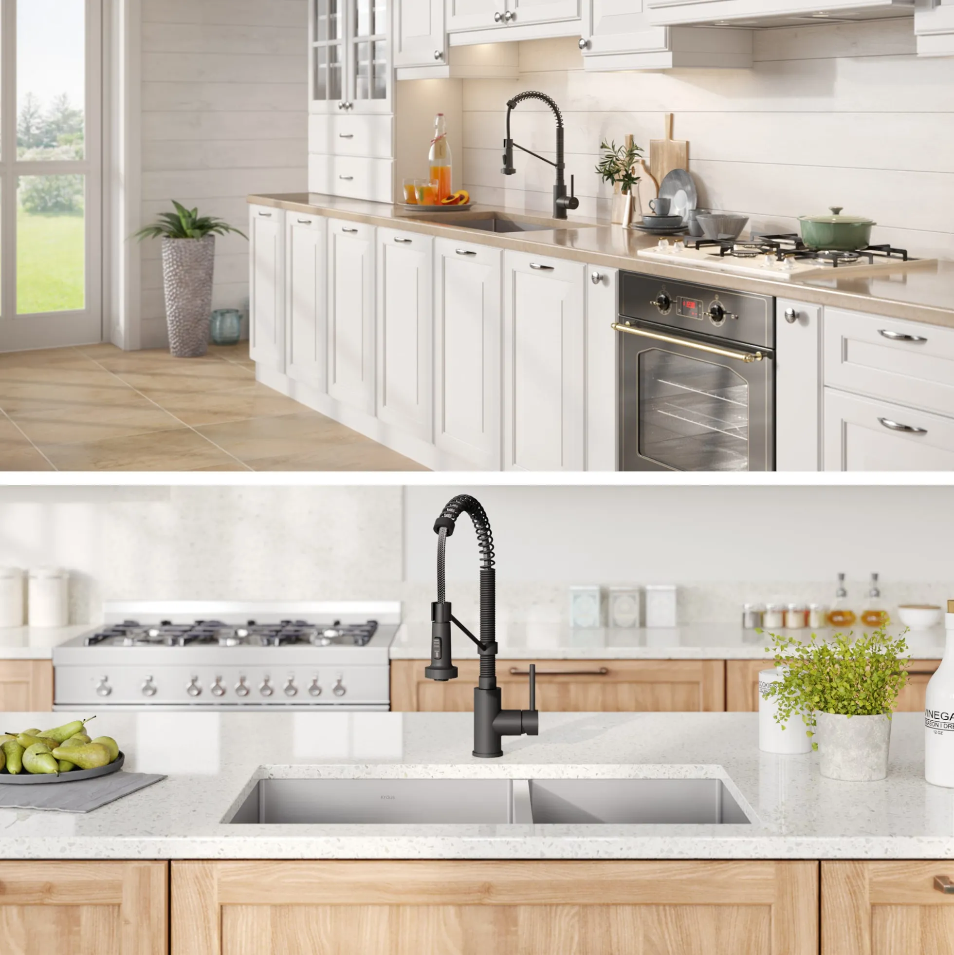 33" Undermount Kitchen Sink w/ Bolden Commercial Pull-Down Faucet and Soap Dispenser in Matte Black