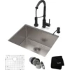 23" Undermount Kitchen Sink w/ Bolden Commercial Pull-Down Faucet and Soap Dispenser in Matte Black