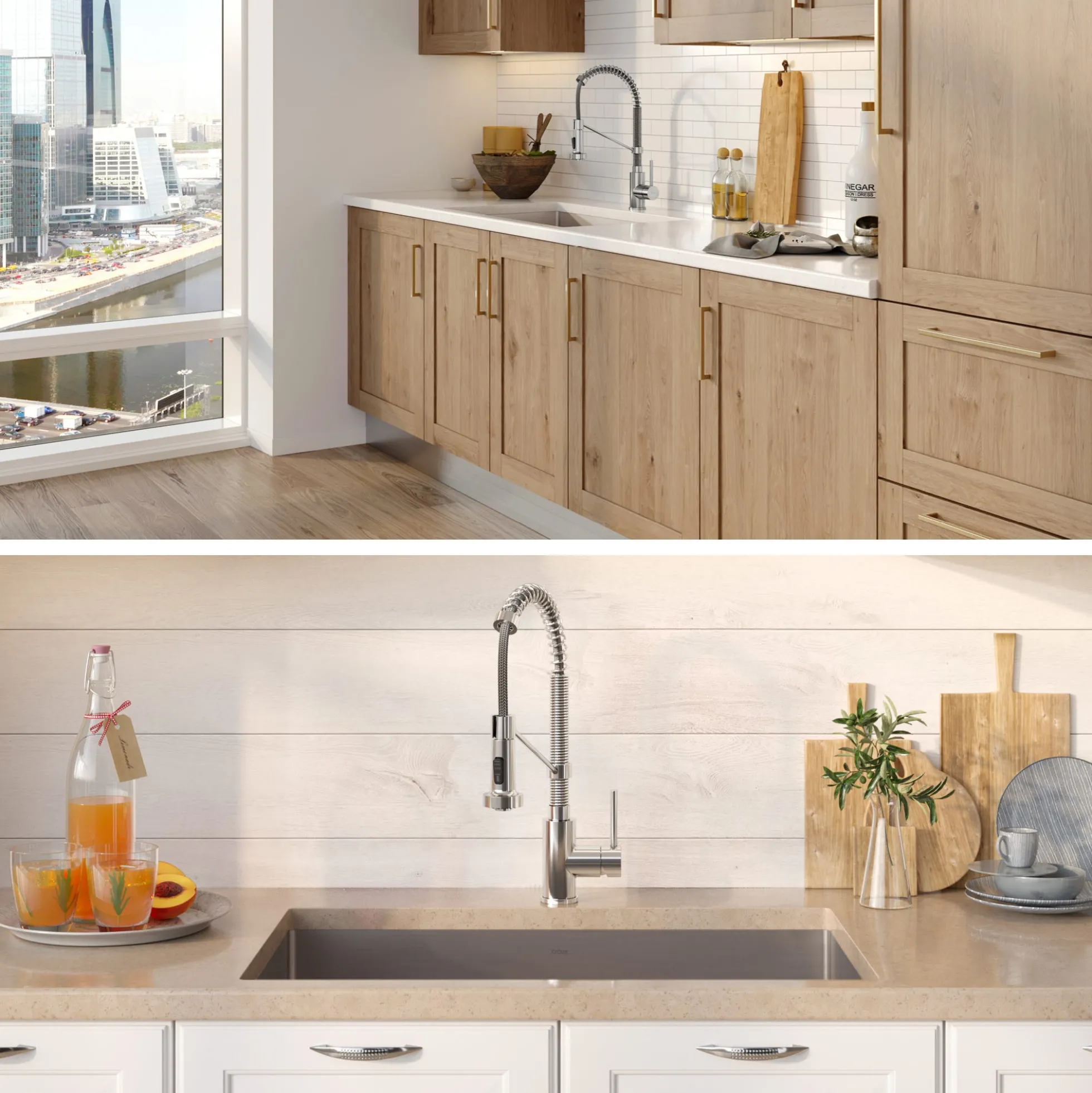 30" Undermount Kitchen Sink w/ Bolden Commercial Pull-Down Faucet and Soap Dispenser in Chrome