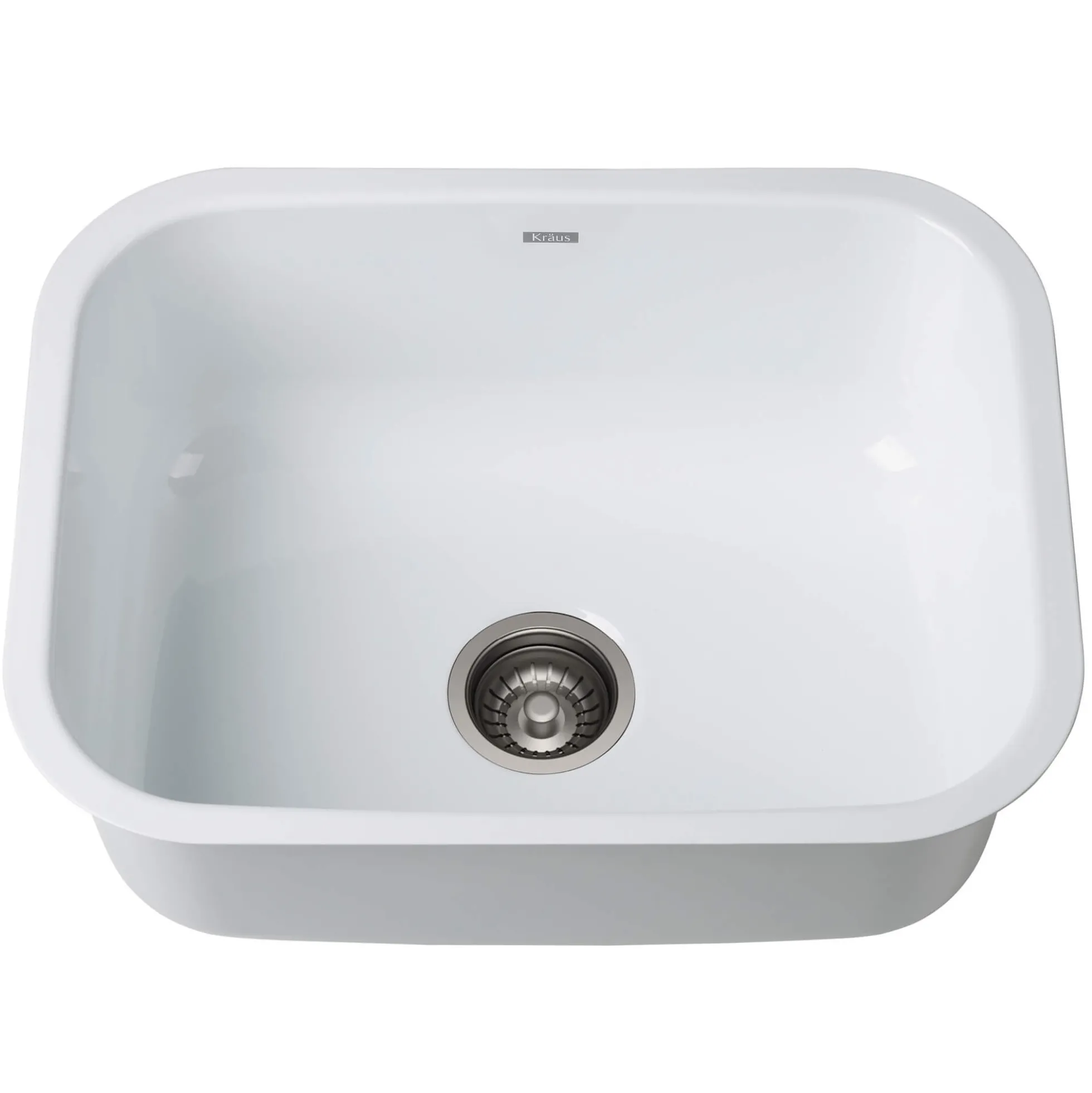 22" Undermount Porcelain Enameled Steel Single Bowl Kitchen Sink in White