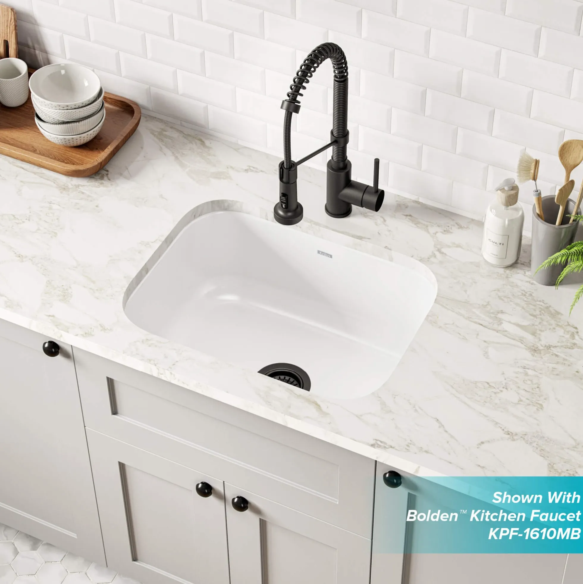 22" Undermount Porcelain Enameled Steel Single Bowl Kitchen Sink in White