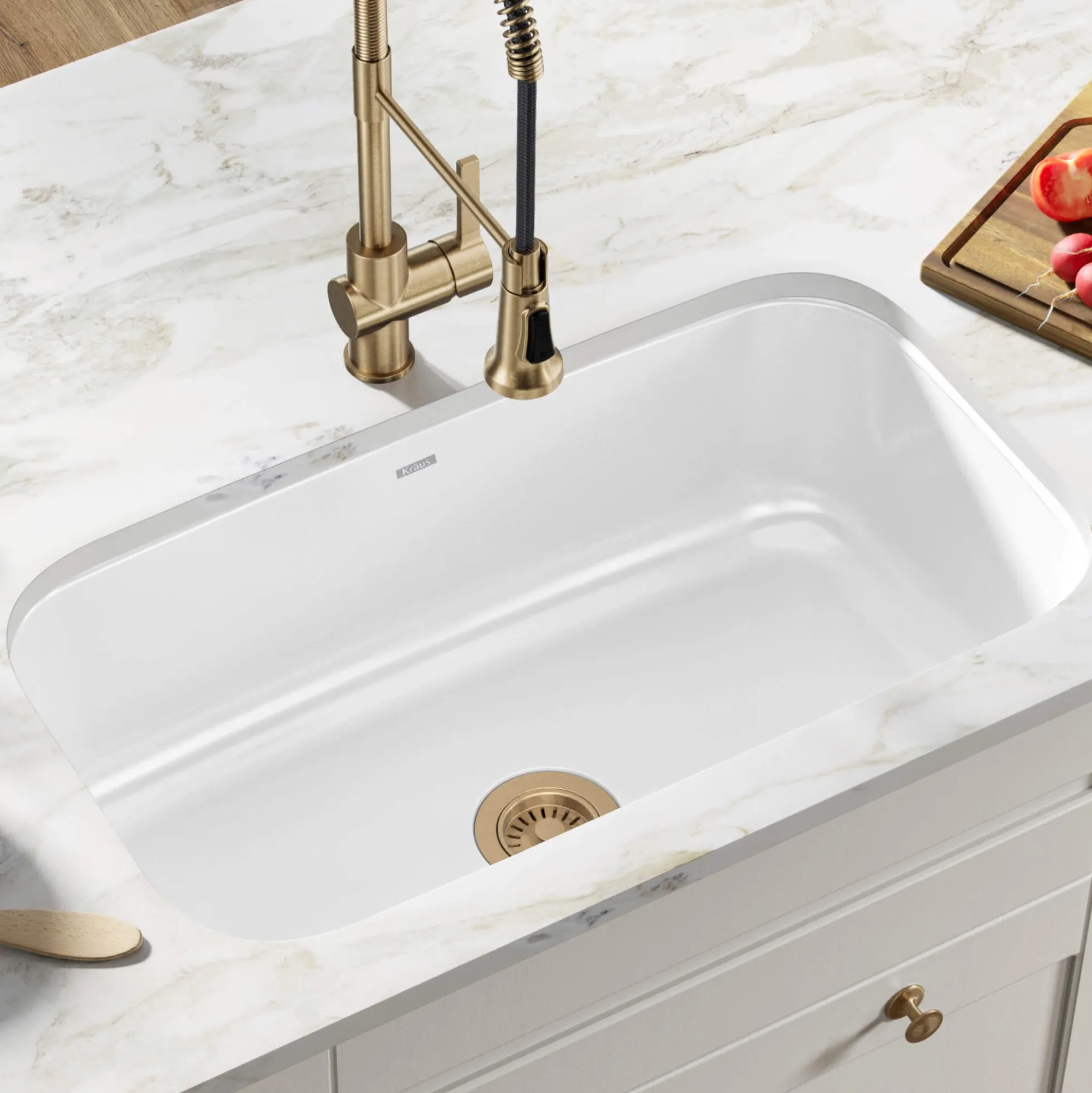 31 1/2" Undermount Porcelain Enameled Steel Single Bowl Kitchen Sink in White