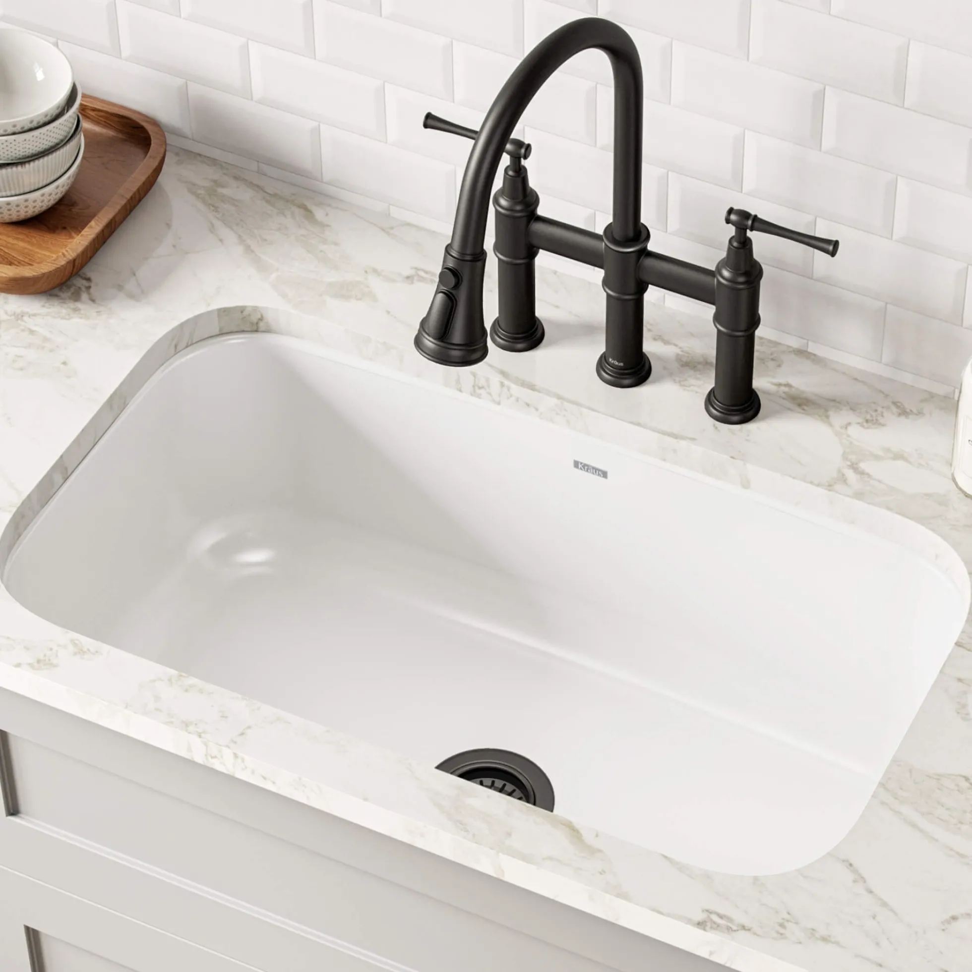31 1/2" Undermount Porcelain Enameled Steel Single Bowl Kitchen Sink in White