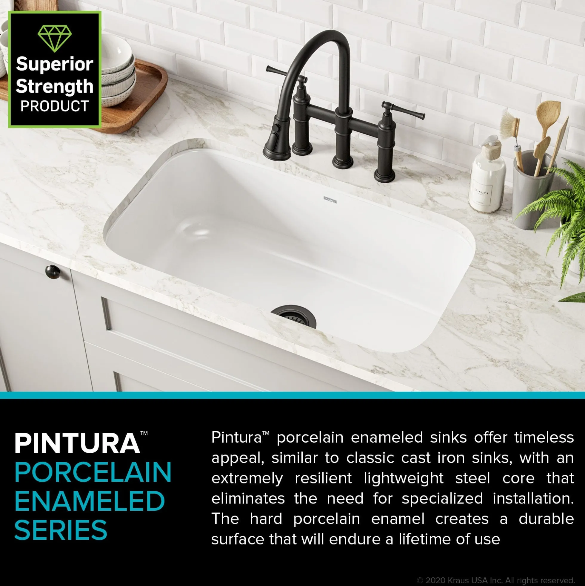 31 1/2" Undermount Porcelain Enameled Steel Single Bowl Kitchen Sink in White