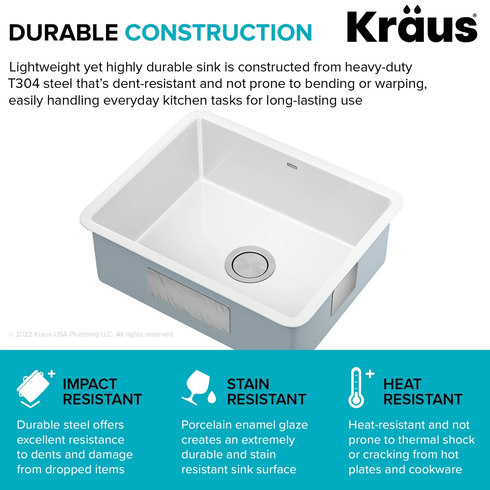 21” Undermount Porcelain Enameled Steel Single Bowl Kitchen Sink in White