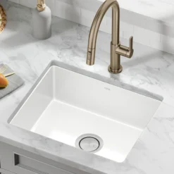 21” Undermount Porcelain Enameled Steel Single Bowl Kitchen Sink in White