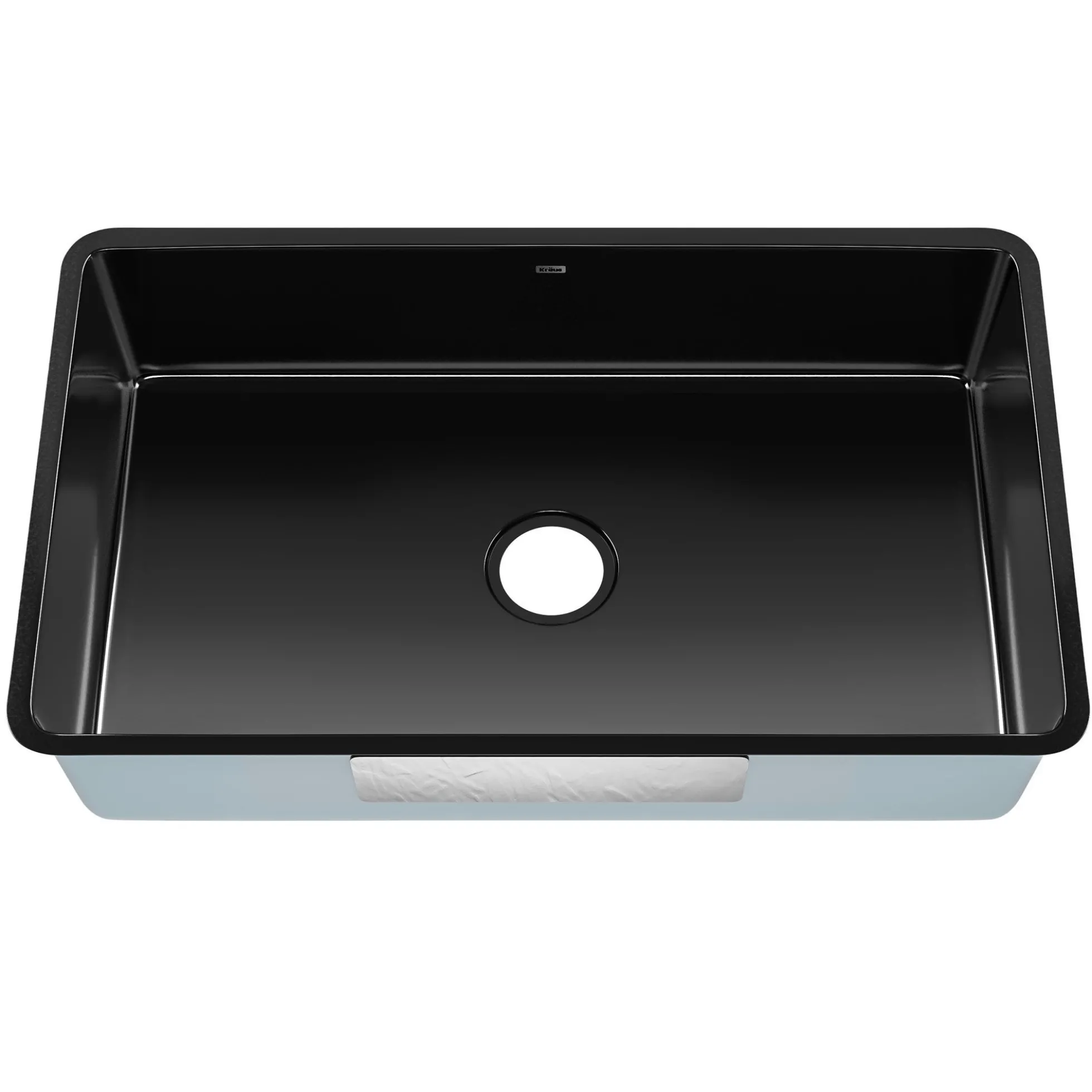 32” Undermount Porcelain Enameled Steel Single Bowl Kitchen Sink in Black